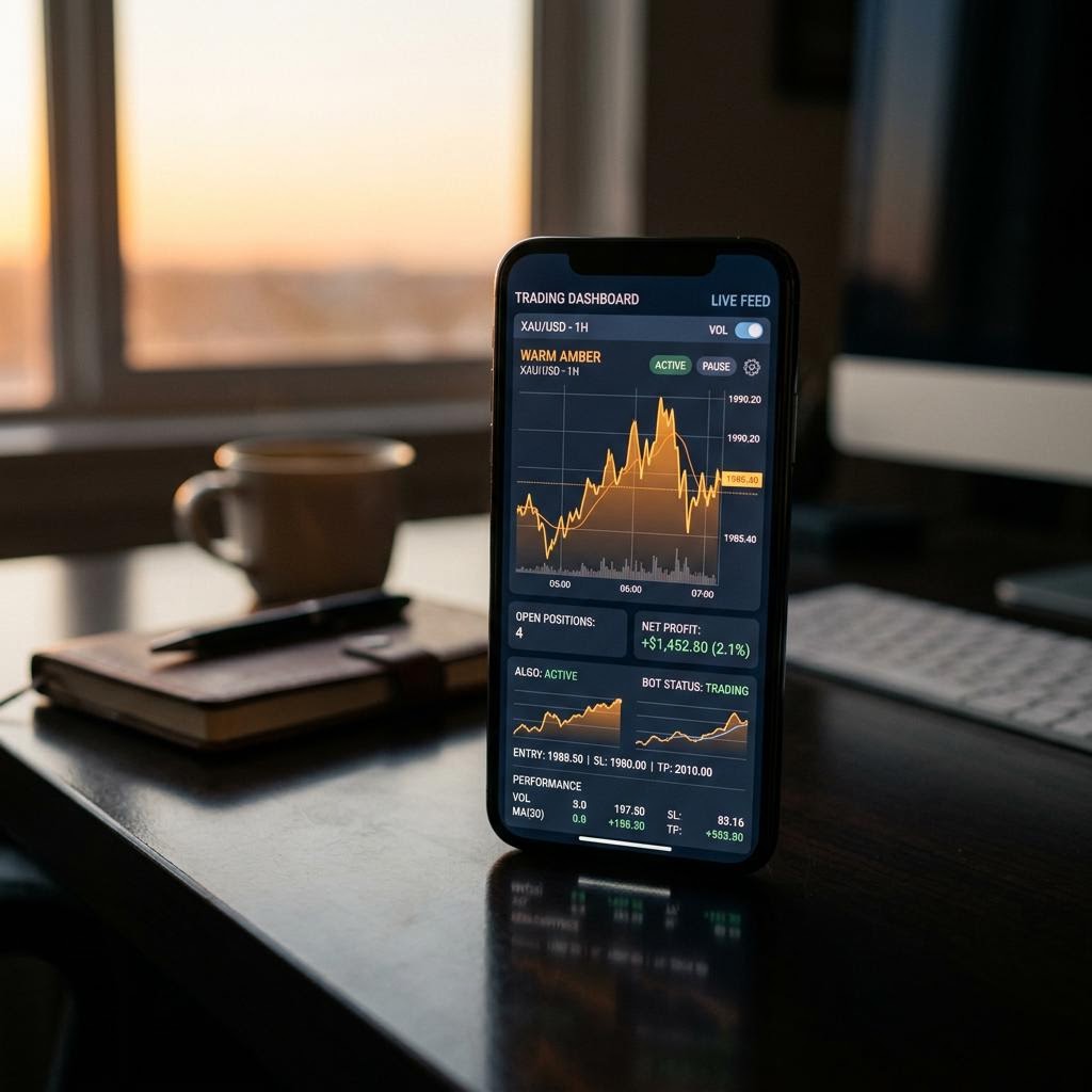 Piattaforma di trading AI Valsentura visualizzata su smartphone